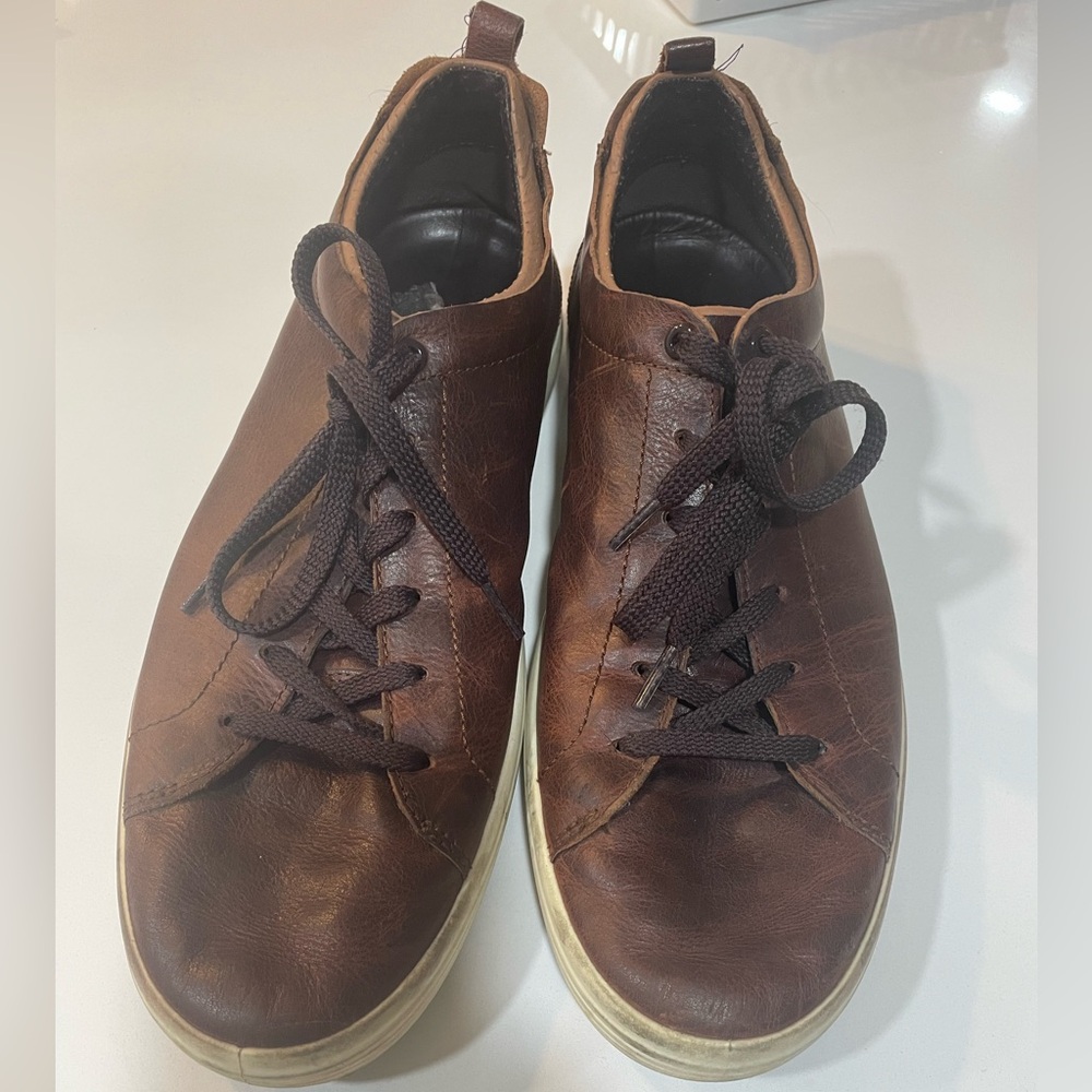 ECCO Soft 7 Leather Men’s Lace-Up Sneakers Size: men’s US 12
